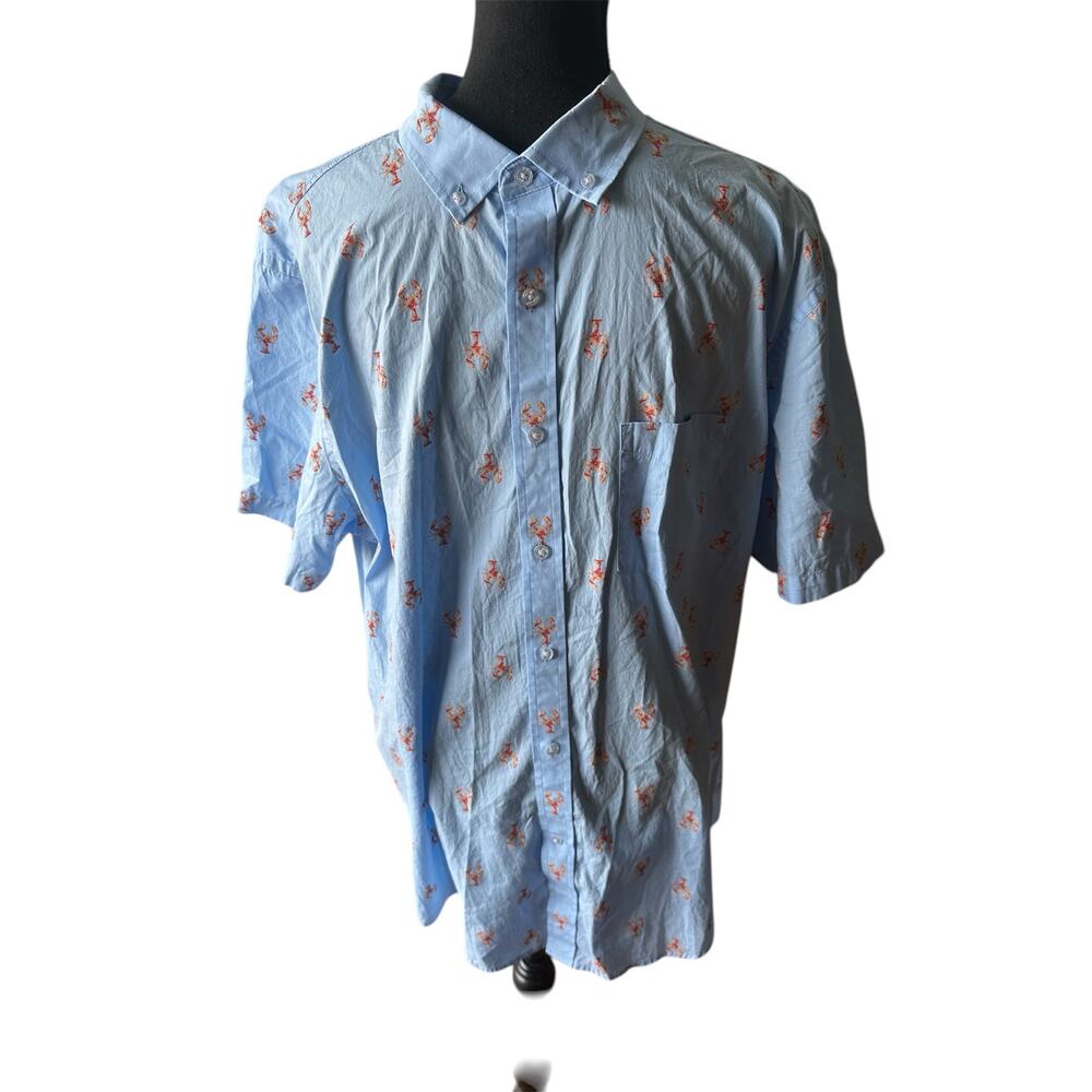 Club Room Light Blue Lobster Print Button‑Down Casual Shirt XL